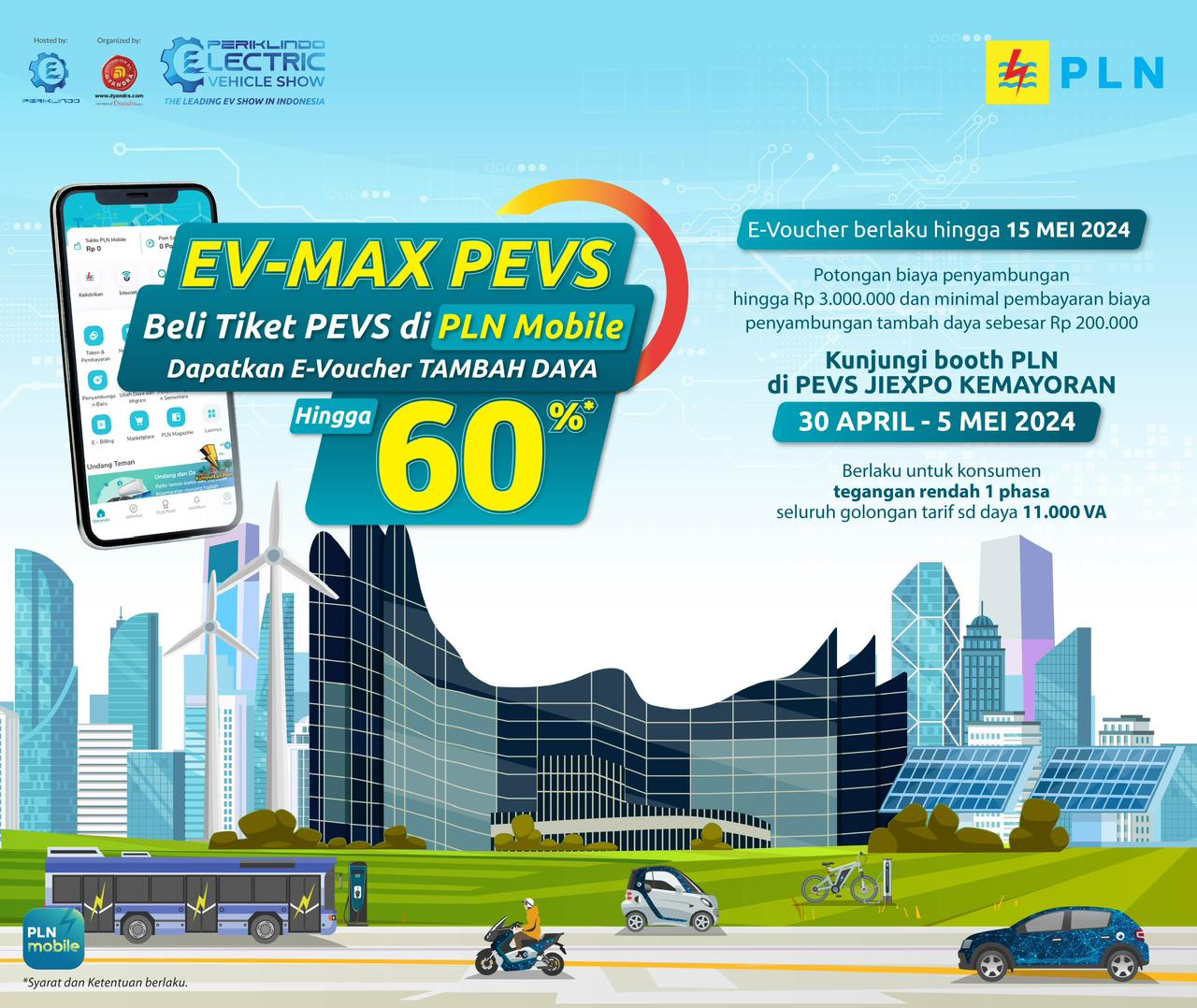 Beli Tiket PEVS 2024 di Aplikasi PLN Mobile, Dapat Diskon Tambah Daya Hingga 60 Persen!