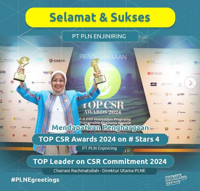 Tingkatkan Infrastruktur Pendidikan dan Pengelolaan Lingkungan, PT PLN Enjiniring Meraih Penghargaan TOP CSR Awards 2024